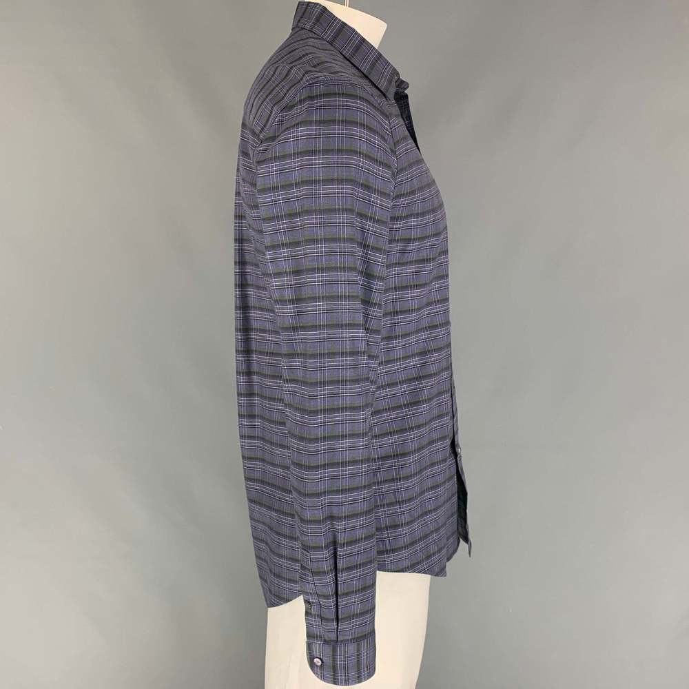 LOUIS VUITTON Purple Black Green Plaid Cotton Long Sleeve Shirt - Picture 2 of 8